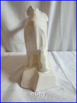 Sculpture animaliere faience craquelee elephant dolly signe lejan art deco 1930