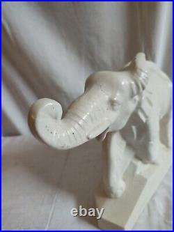 Sculpture animaliere faience craquelee elephant dolly signe lejan art deco 1930