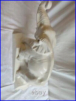Sculpture animaliere faience craquelee elephant dolly signe lejan art deco 1930