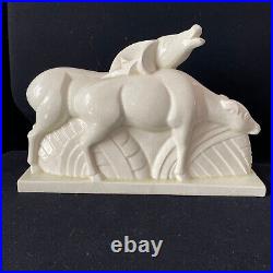 Sculpture ceramique craquelé Charles Lemenceau art deco 1930 antilope