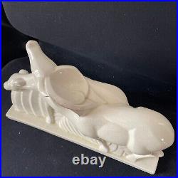 Sculpture ceramique craquelé Charles Lemenceau art deco 1930 antilope