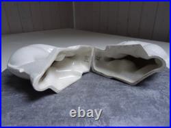 Serre- livres, art déco, éléphants trompe enroulée, céramique craquelée ivoire