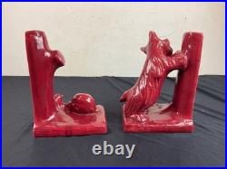 Serre livres en Céramique ART DÉCO animalier chien qui joue avec un escargot