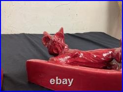 Serre livres en Céramique ART DÉCO animalier chien qui joue avec un escargot