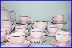 Service à café porcelaine rose Royal Epiag Circa 1930/40 art déco