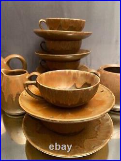Service à thé Art Déco céramique signée Denbac 12 tasses théière pot à lait