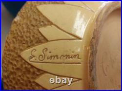 Signé Simonin Vase Art Déco Faïence Céramique Art Nouveau Liberty XXe