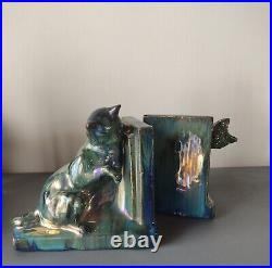 Sserre livres CHAT RAMBERVILLERS GRES FLAMME bleu vert irisé ART DECO CERAMIQUE