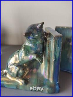Sserre livres CHAT RAMBERVILLERS GRES FLAMME bleu vert irisé ART DECO CERAMIQUE