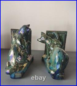 Sserre livres CHAT RAMBERVILLERS GRES FLAMME bleu vert irisé ART DECO CERAMIQUE