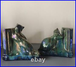 Sserre livres CHAT RAMBERVILLERS GRES FLAMME bleu vert irisé ART DECO CERAMIQUE