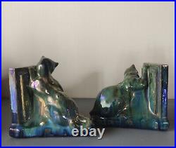 Sserre livres CHAT RAMBERVILLERS GRES FLAMME bleu vert irisé ART DECO CERAMIQUE