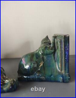 Sserre livres CHAT RAMBERVILLERS GRES FLAMME bleu vert irisé ART DECO CERAMIQUE