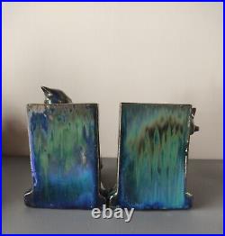 Sserre livres CHAT RAMBERVILLERS GRES FLAMME bleu vert irisé ART DECO CERAMIQUE