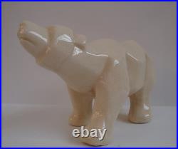 Statue Figurine Ours Animalier Style Cubiste Porcelaine Ceramique