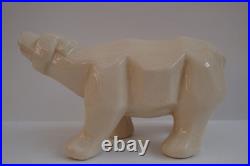 Statue Figurine Ours Animalier Style Cubiste Porcelaine Ceramique