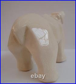 Statue Figurine Ours Animalier Style Cubiste Porcelaine Ceramique