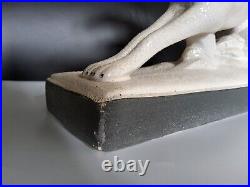 Statue couple de chiens lévriers céramique crispée émaillée Lemanceau Art Déco