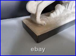 Statue couple de chiens lévriers céramique crispée émaillée Lemanceau Art Déco