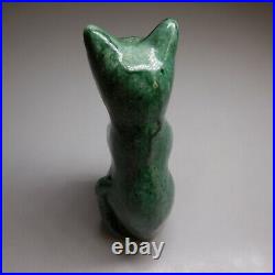 Statue sculpture chat égyptien céramique faïence vintage déco fait main N7638