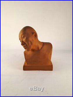 Statuette buste céramique art déco 1930 signé Gaston Hauchecorne