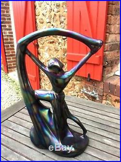Statuette céramique irisée danseuse art deco art nouveau style Loïe Fuller