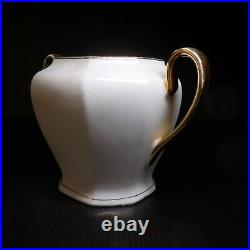 Sucrier céramique porcelaine blanc dorure or vintage art déco Allemagne N7959