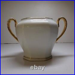 Sucrier céramique porcelaine blanc dorure or vintage art déco Allemagne N7959