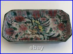Superbe ancien PLAT CREUX VIDE POCHE signé CAZAUX en CERAMIQUE ART DECO oiseau
