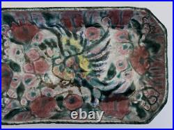 Superbe ancien PLAT CREUX VIDE POCHE signé CAZAUX en CERAMIQUE ART DECO oiseau