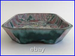 Superbe ancien PLAT CREUX VIDE POCHE signé CAZAUX en CERAMIQUE ART DECO oiseau