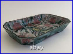 Superbe ancien PLAT CREUX VIDE POCHE signé CAZAUX en CERAMIQUE ART DECO oiseau