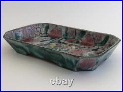 Superbe ancien PLAT CREUX VIDE POCHE signé CAZAUX en CERAMIQUE ART DECO oiseau