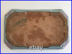 Superbe ancien PLAT CREUX VIDE POCHE signé CAZAUX en CERAMIQUE ART DECO oiseau