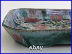 Superbe ancien PLAT CREUX VIDE POCHE signé CAZAUX en CERAMIQUE ART DECO oiseau