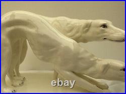 Superbes Lévriers Blancs Barzoi- Céramique Art-Deco Czechoslovakia