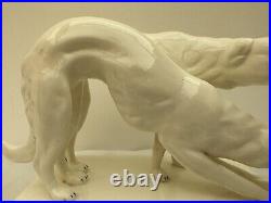 Superbes Lévriers Blancs Barzoi- Céramique Art-Deco Czechoslovakia