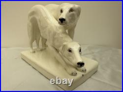 Superbes Lévriers Blancs Barzoi- Céramique Art-Deco Czechoslovakia