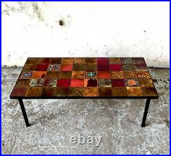 Table Basse Céramique Dlg Capron Accolay Jouve Vallauris Deco Art Vintage