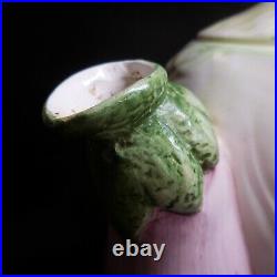 Théière céramique faïence barbotine vert rose vintage art déco table XX N7325