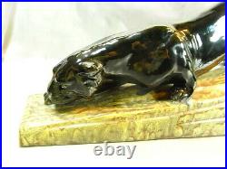 Tn Bavent Ceramique Ancienne Sculpture Animaliere Panthere Noire Black Panther