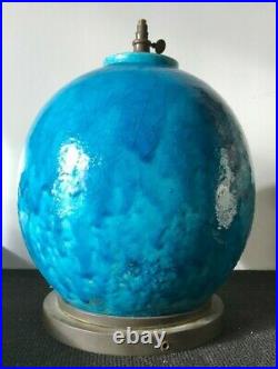 Très gros vase Lachenal Art Deco Lampe Céramique 5.9kg Bleu Blue H 29cm