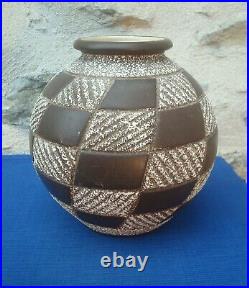 V61 Très Beau Vase Boule Céramique Signé ODYV 554 Art Déco