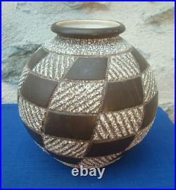 V61 Très Beau Vase Boule Céramique Signé ODYV 554 Art Déco