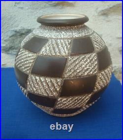 V61 Très Beau Vase Boule Céramique Signé ODYV 554 Art Déco