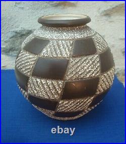 V61 Très Beau Vase Boule Céramique Signé ODYV 554 Art Déco