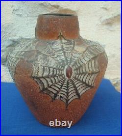 V66 RARE Grand Vase Céramique Joseph STRNACT Art Déco Toile Araignée Spider Web