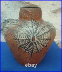 V66 RARE Grand Vase Céramique Joseph STRNACT Art Déco Toile Araignée Spider Web