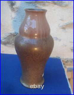 V69 Grand Vase Faïence Sarreguemines Cristallisation Art Déco Ogive V69 Grand Vase Faïence Sarreguemines Cristallisation Art Déco Ogive