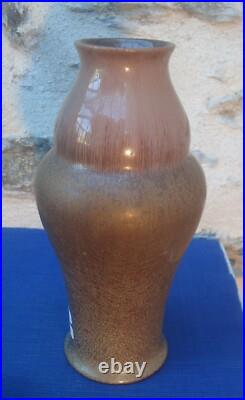 V69 Grand Vase Faïence Sarreguemines Cristallisation Art Déco Ogive V69 Grand Vase Faïence Sarreguemines Cristallisation Art Déco Ogive